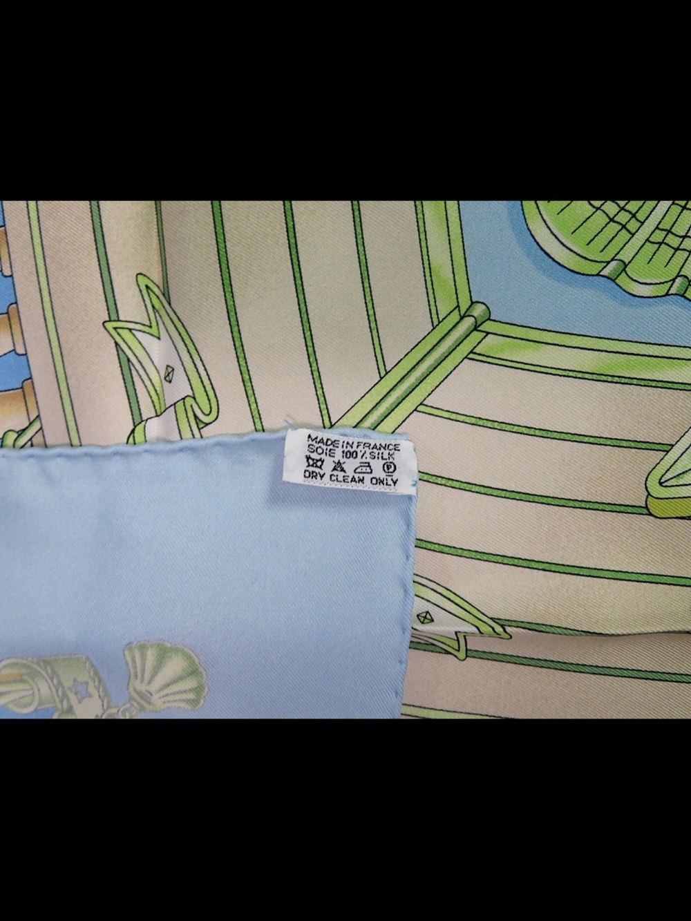 Hermes Pale Blue and Green Silk Nautical Square Scarf - Picture 16 of 16